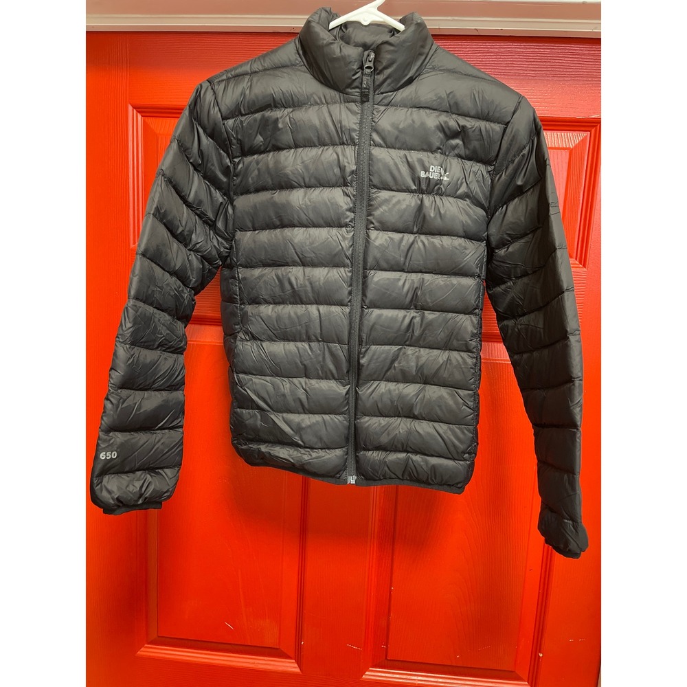 Eddie Bauer Kids Black 650 Down Puffer Jacket Size L 10/12 Full Zip Coat